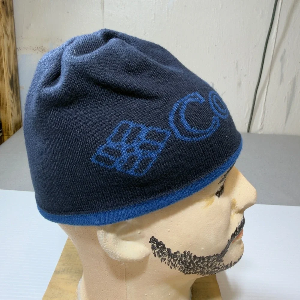 Columbia Youth L/XL Navy Blue Logo‎ Knit Beanie Winter Hat CY9956